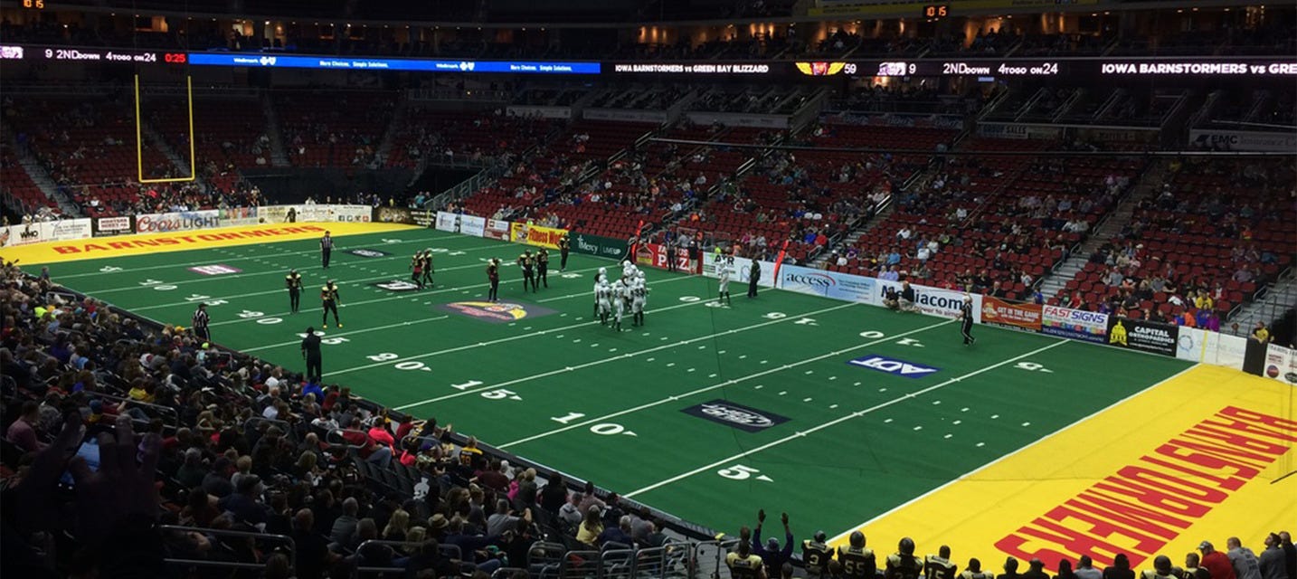 Iowa Barnstormers will be playing Green Bay Blizzard at Casey's Center in Des Moines