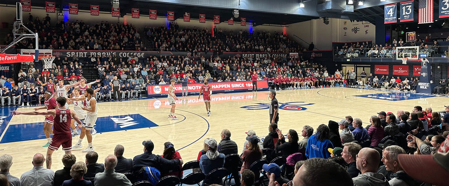 Saint Mary's Basketball will be playing Gonzaga Basketball at University Credit Union Pavilion in Moraga
