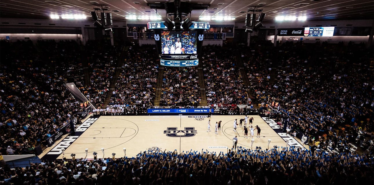 Utah State Basketball will be playing San Diego State Basketball at Dee Glen Smith Spectrum in Logan