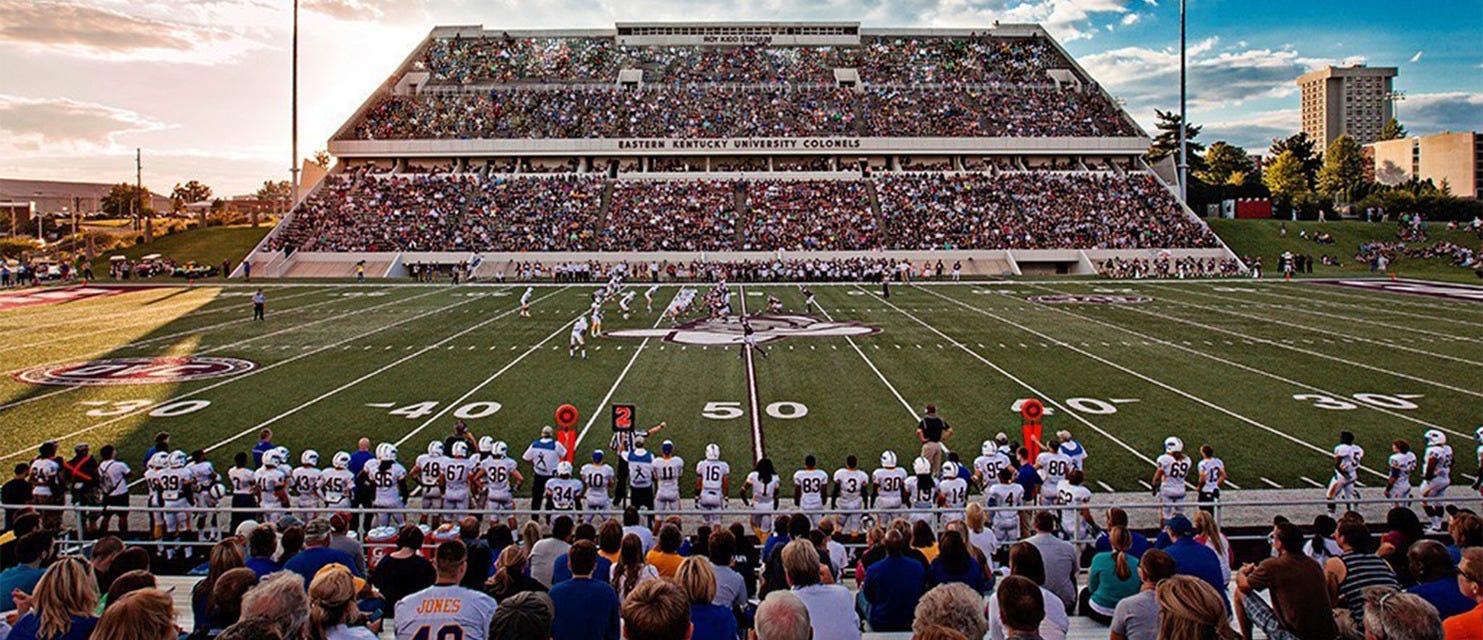 Eastern Kentucky Football will be playing Central Arkansas Football at Roy Kidd Stadium in Richmond