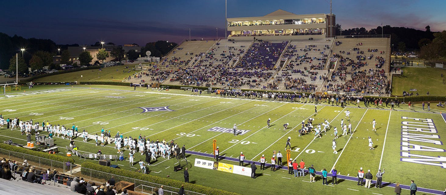 Furman Football will be playing Wofford Football at Paladin Stadium in Greenville