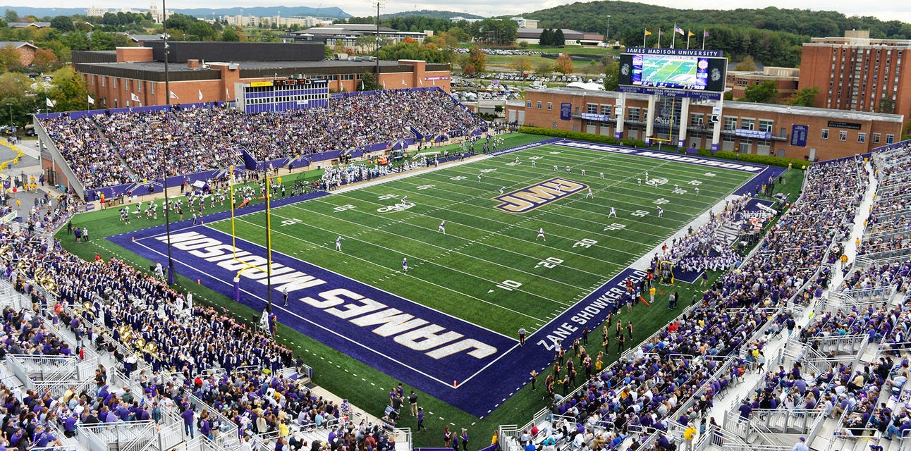 James Madison Football will be playing Appalachian State Football at Bridgeforth Stadium in Harrisonburg