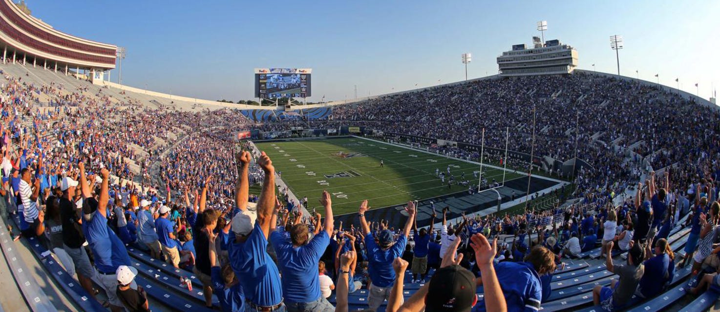 Memphis Football will be playing Temple Football at Simmons Bank Liberty Stadium in Memphis