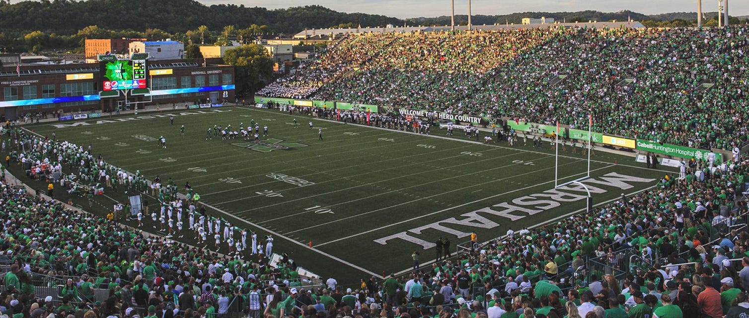 Marshall Football will be playing Middle Tennessee State Football at Joan C. Edwards Stadium in Huntington
