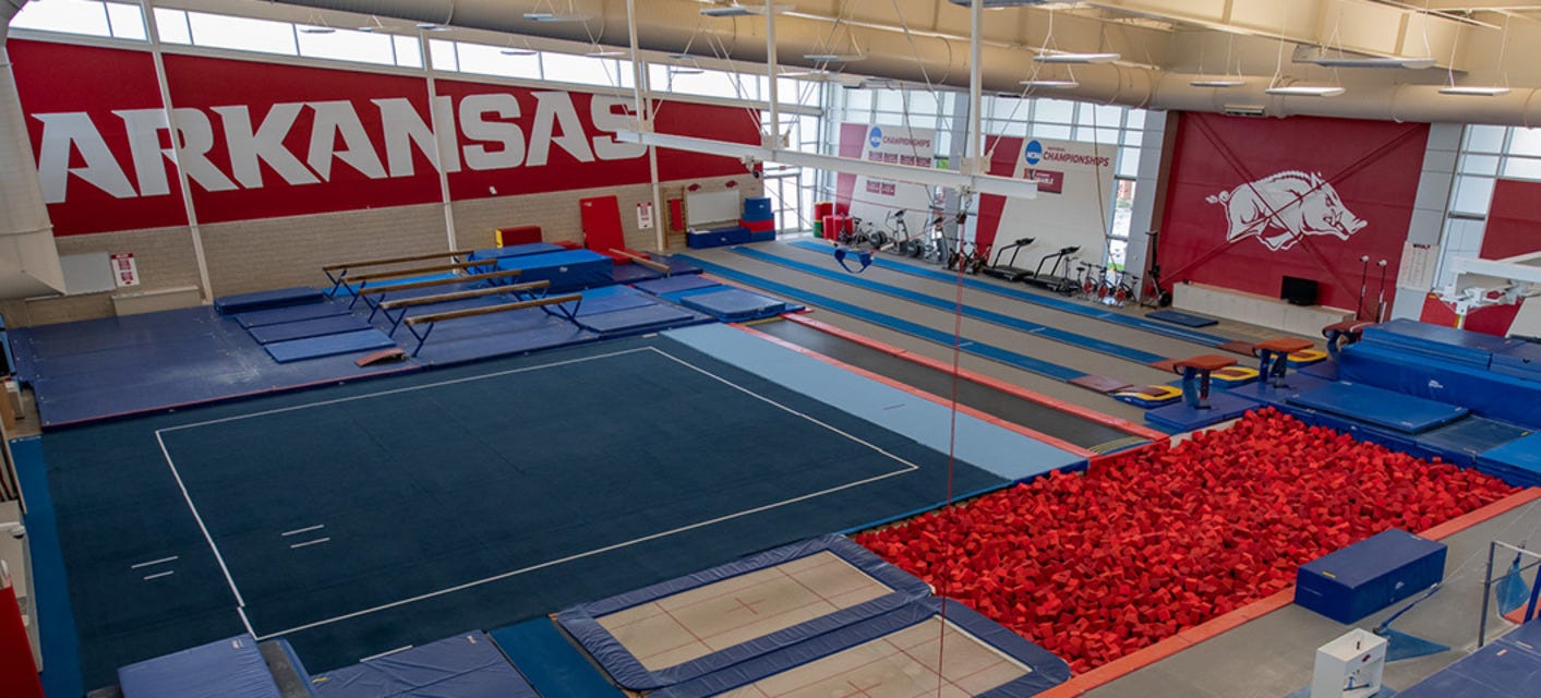 Arkansas Women's Gymnastics will be playing at Bud Walton Arena in Fayetteville