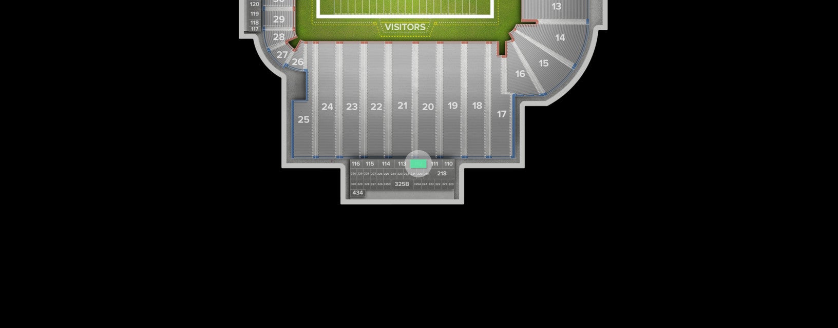 Seat view from Middle Level Sideline