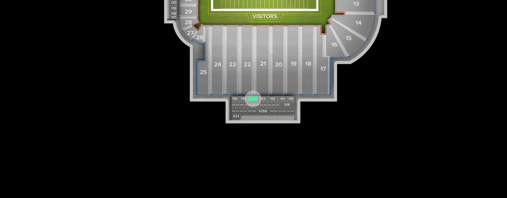 Seat view from Middle Level Sideline