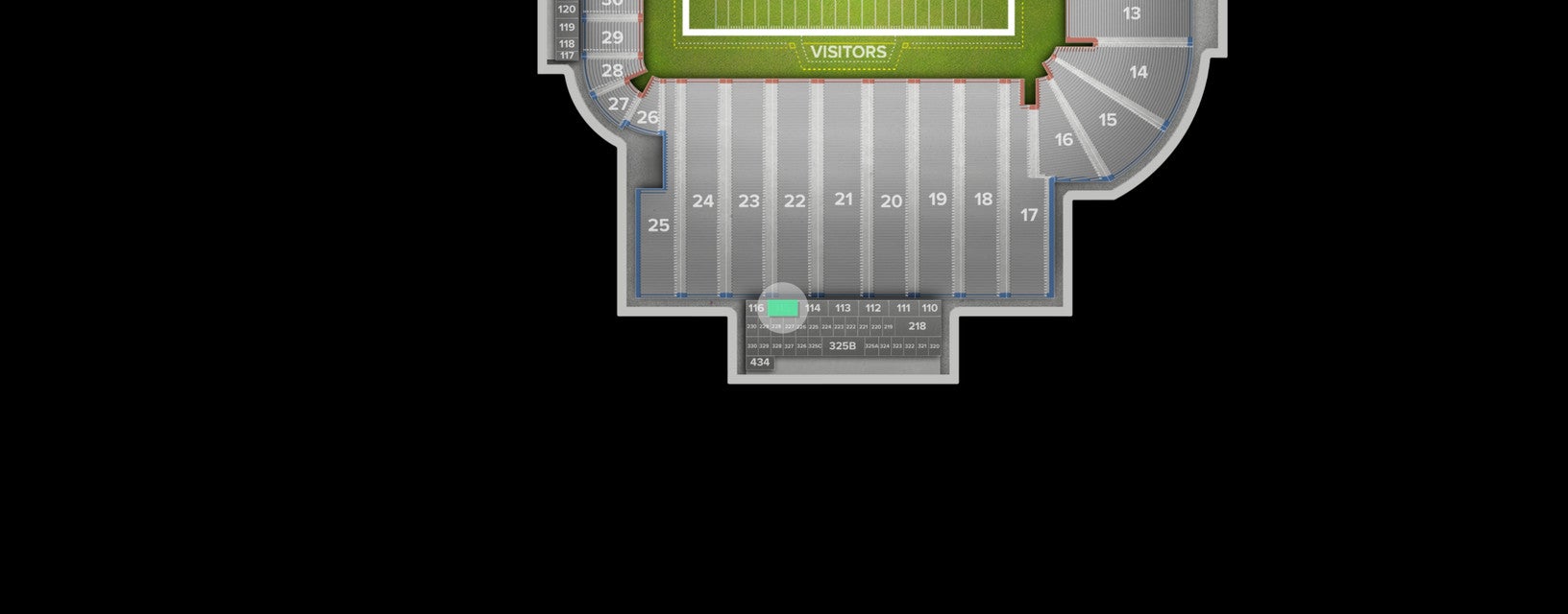 Seat view from Middle Level Sideline