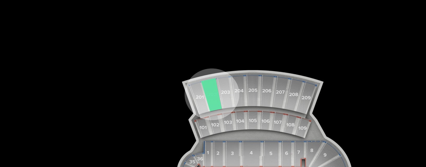 Seat view from Upper Level Sideline