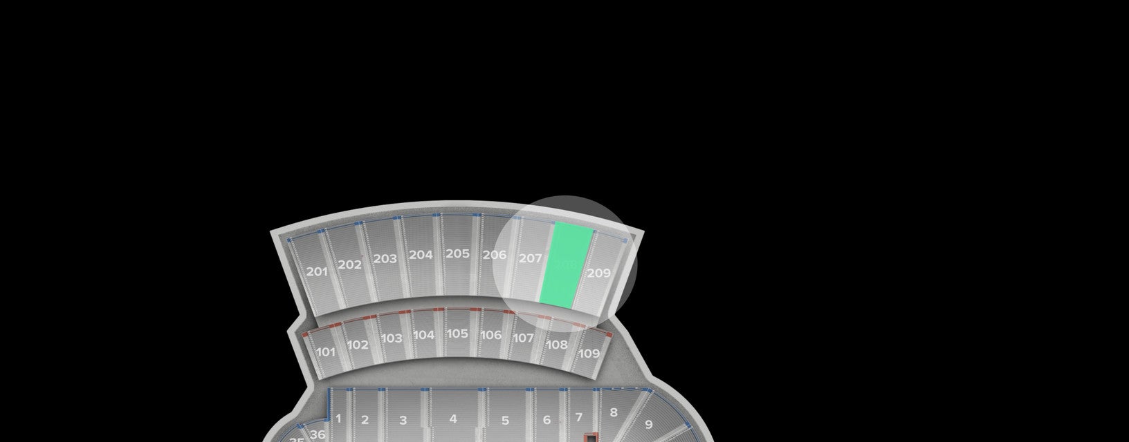 Seat view from Upper Level Sideline
