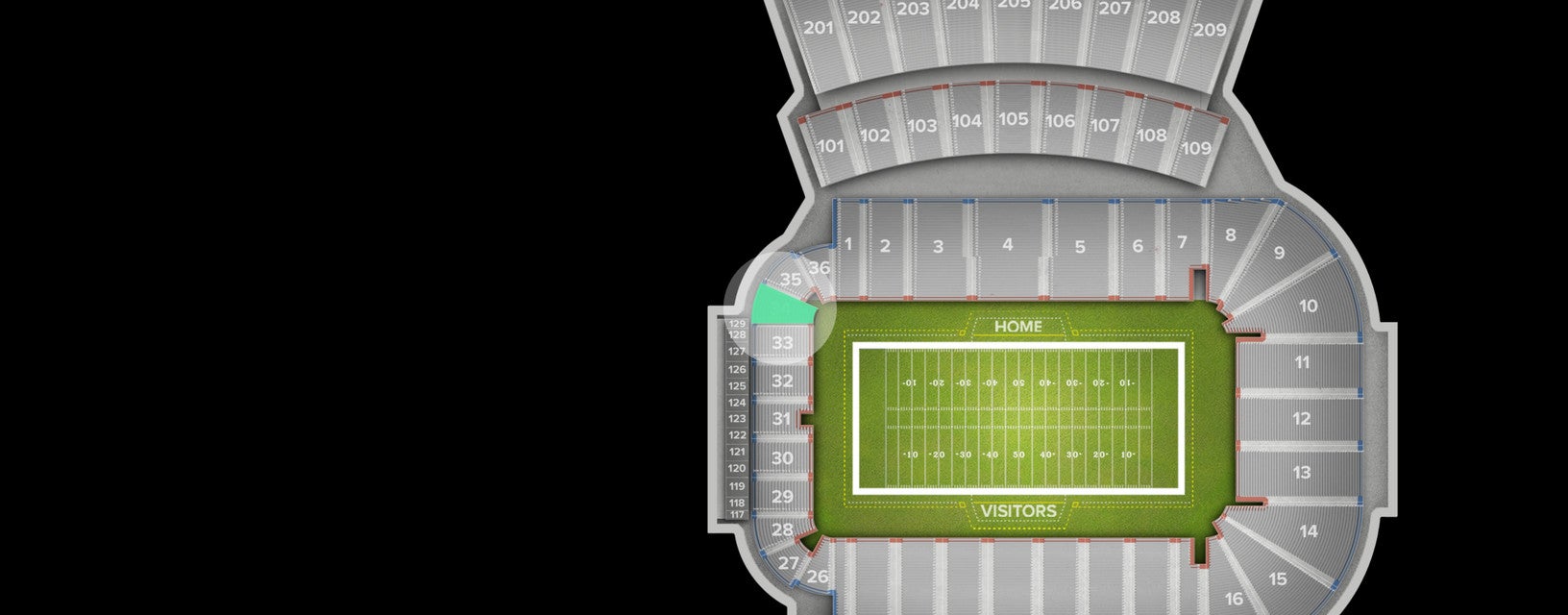 Seat view from Lower North End Zone