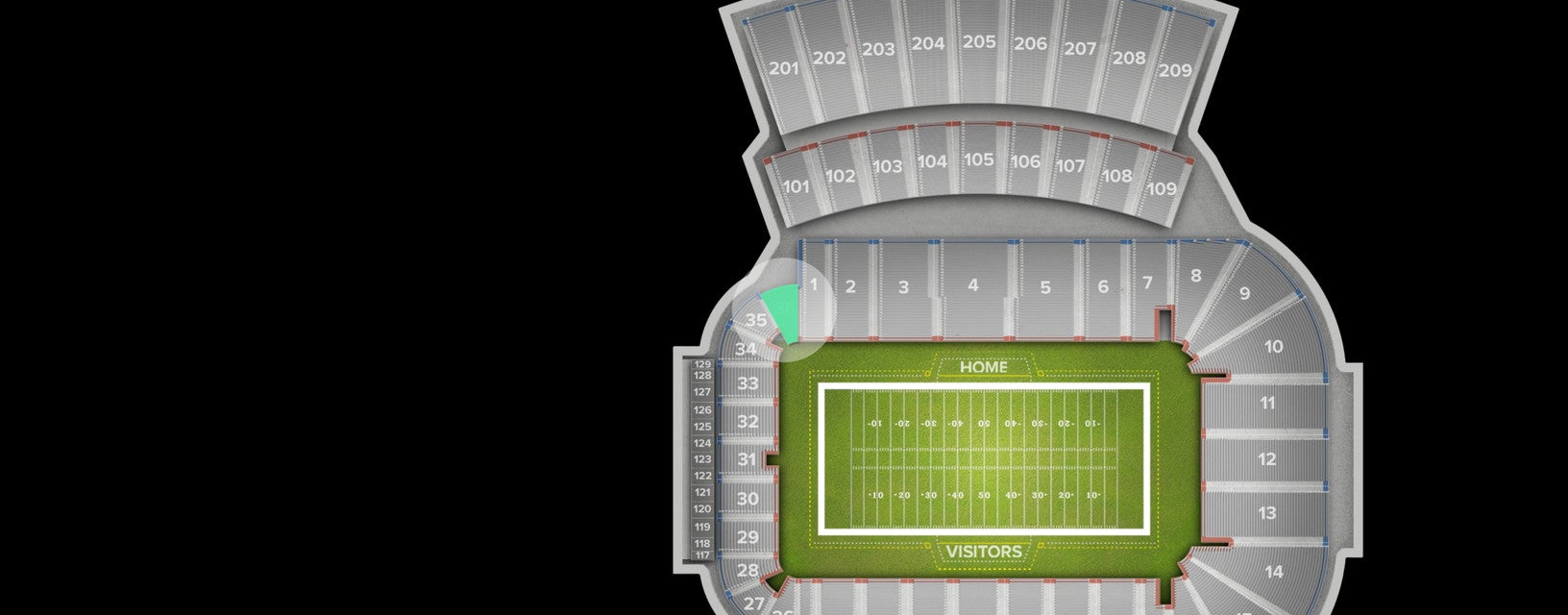 Seat view from Lower North End Zone