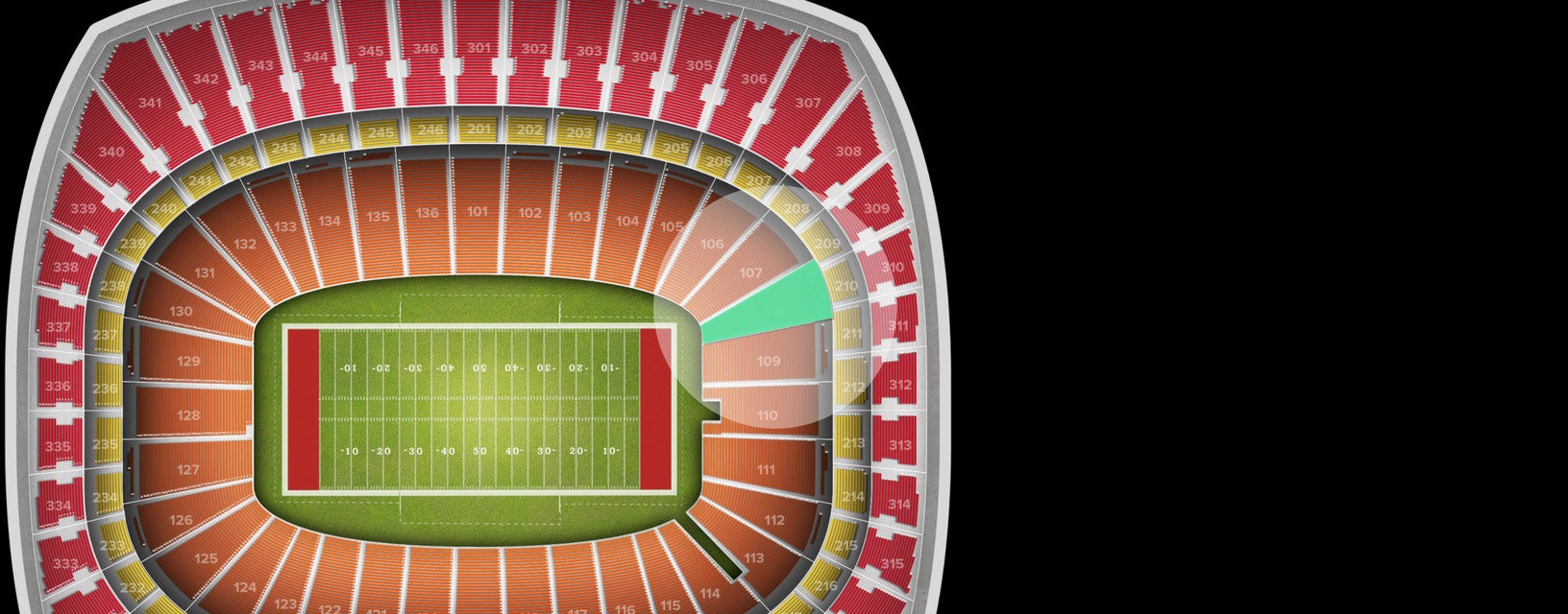 Seat view from Field Touchdown Zone