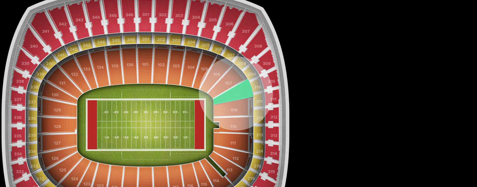 Seat view from Field Touchdown Zone