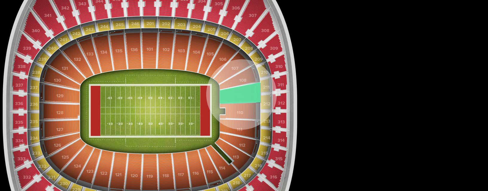 Seat view from Field Touchdown Zone