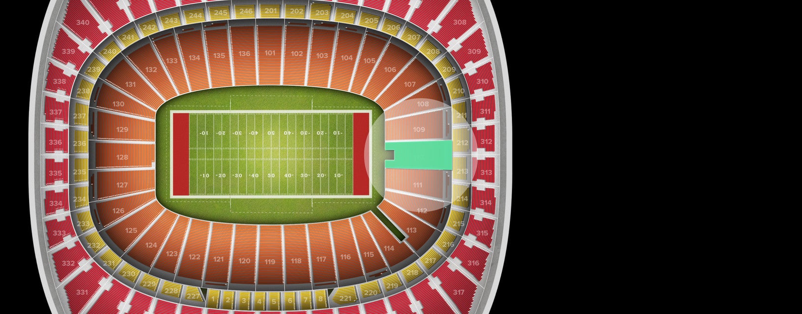 Seat view from Field Touchdown Zone