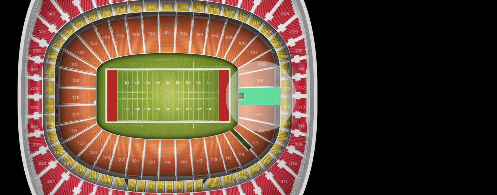 Seat view from Field Touchdown Zone