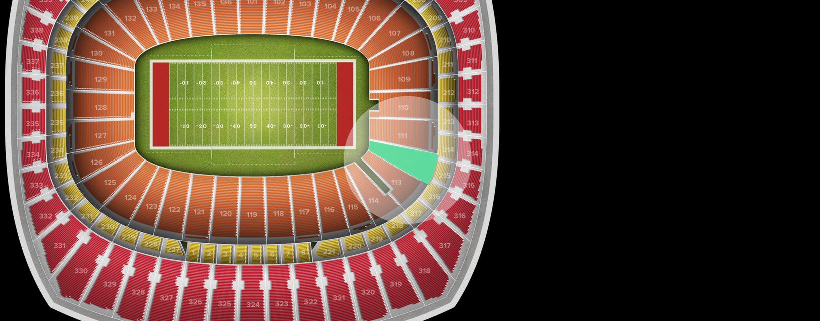 Seat view from Field Touchdown Zone