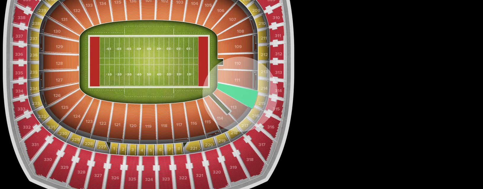 Seat view from Field Touchdown Zone