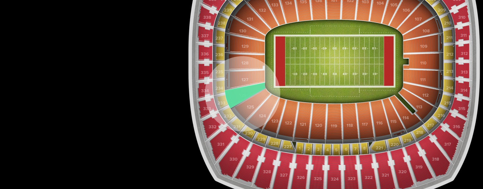 Seat view from Field Touchdown Zone