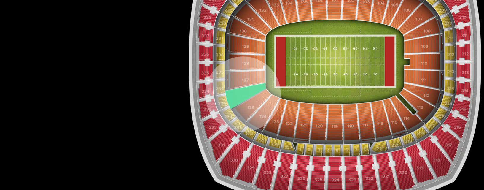Seat view from Field Touchdown Zone