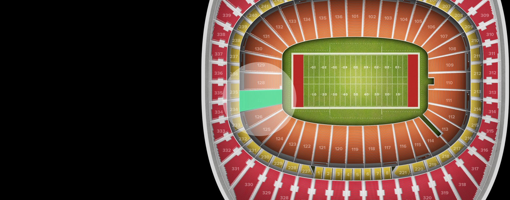 Seat view from Field Touchdown Zone