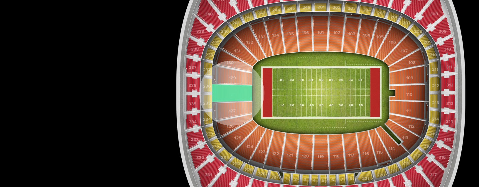 Seat view from Field Touchdown Zone