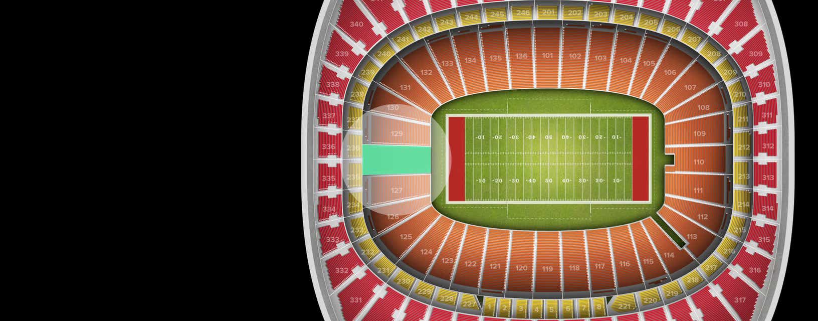 Seat view from Field Touchdown Zone