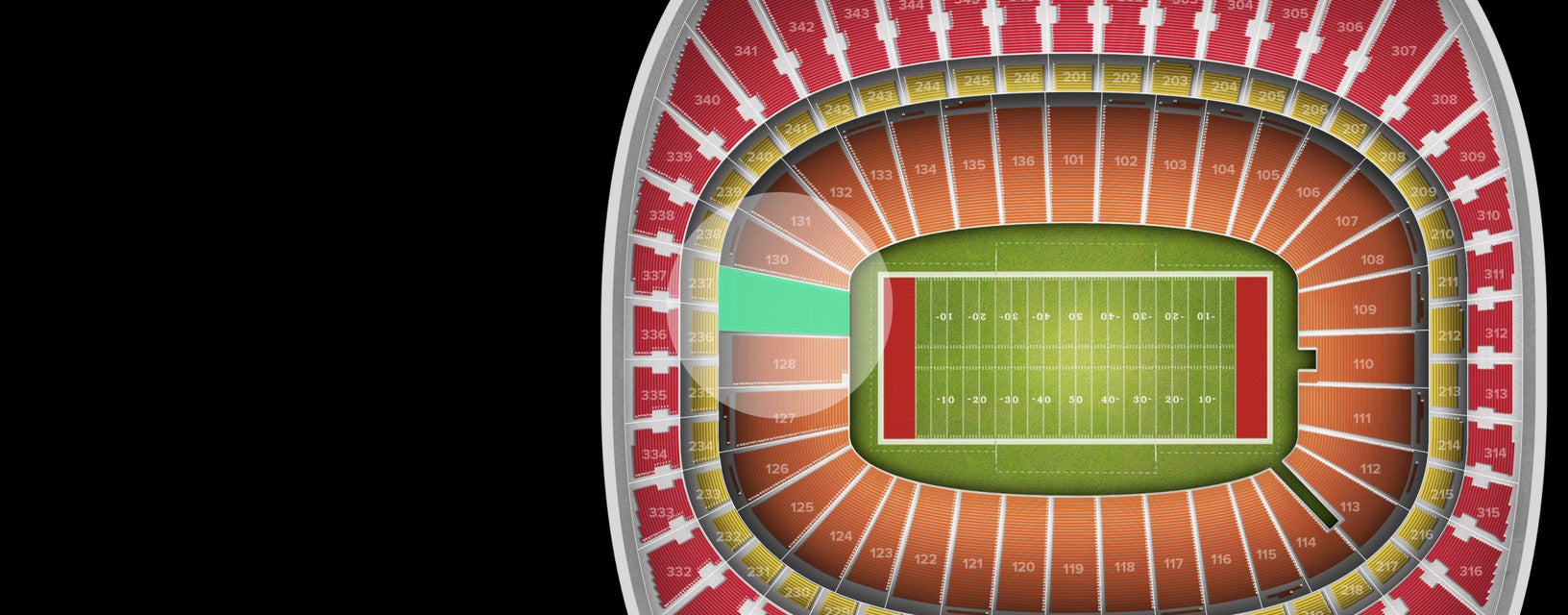 Seat view from Field Touchdown Zone