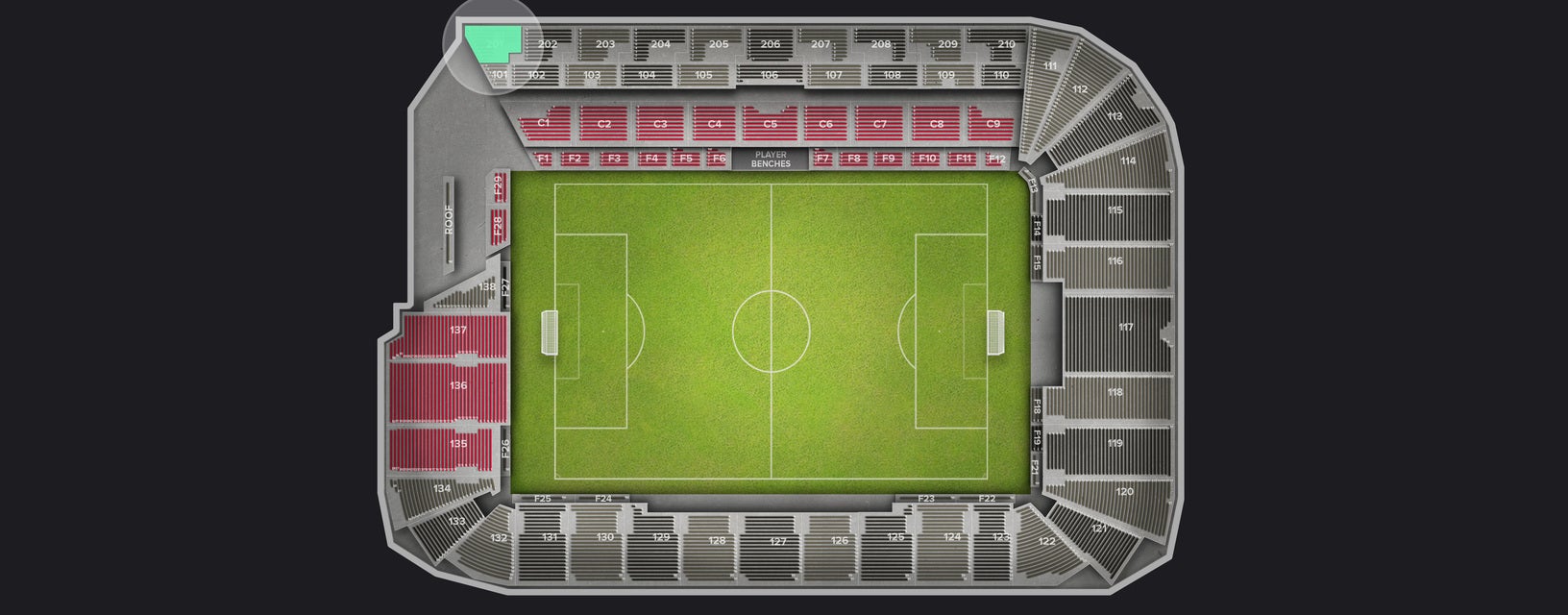 Seat view from Upper Sideline