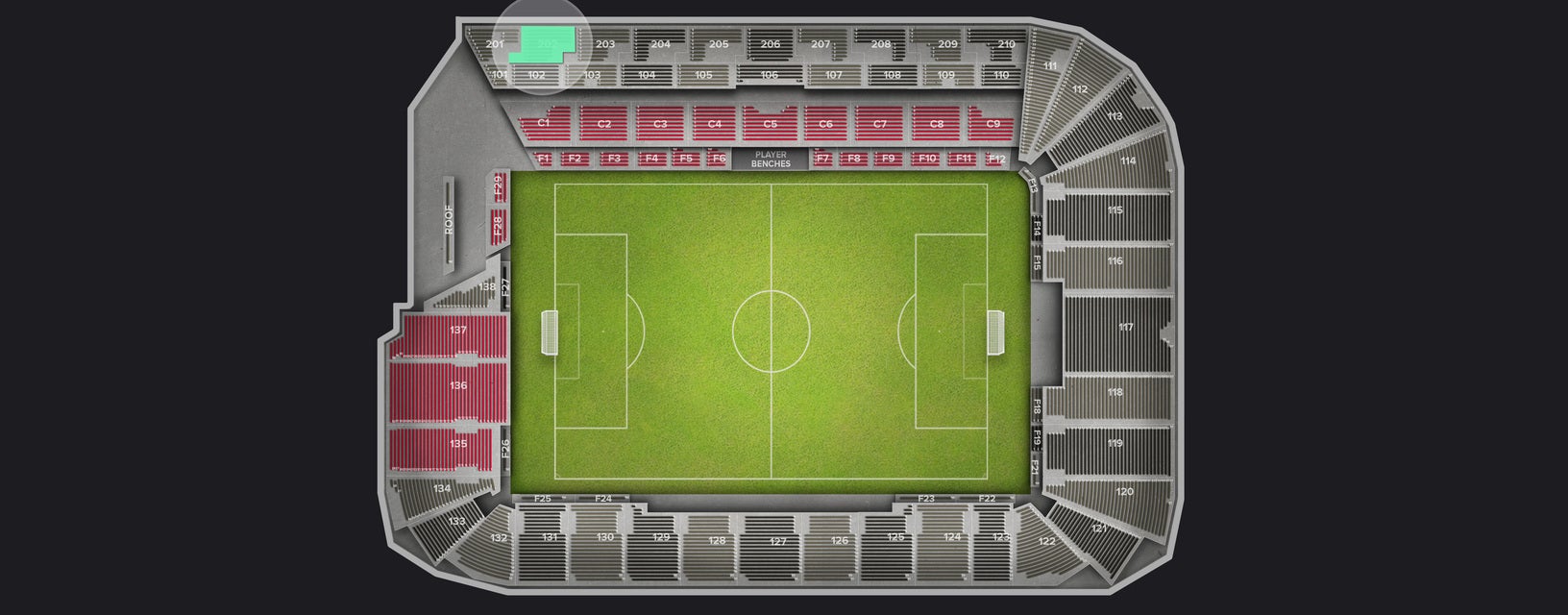 Seat view from Upper Sideline