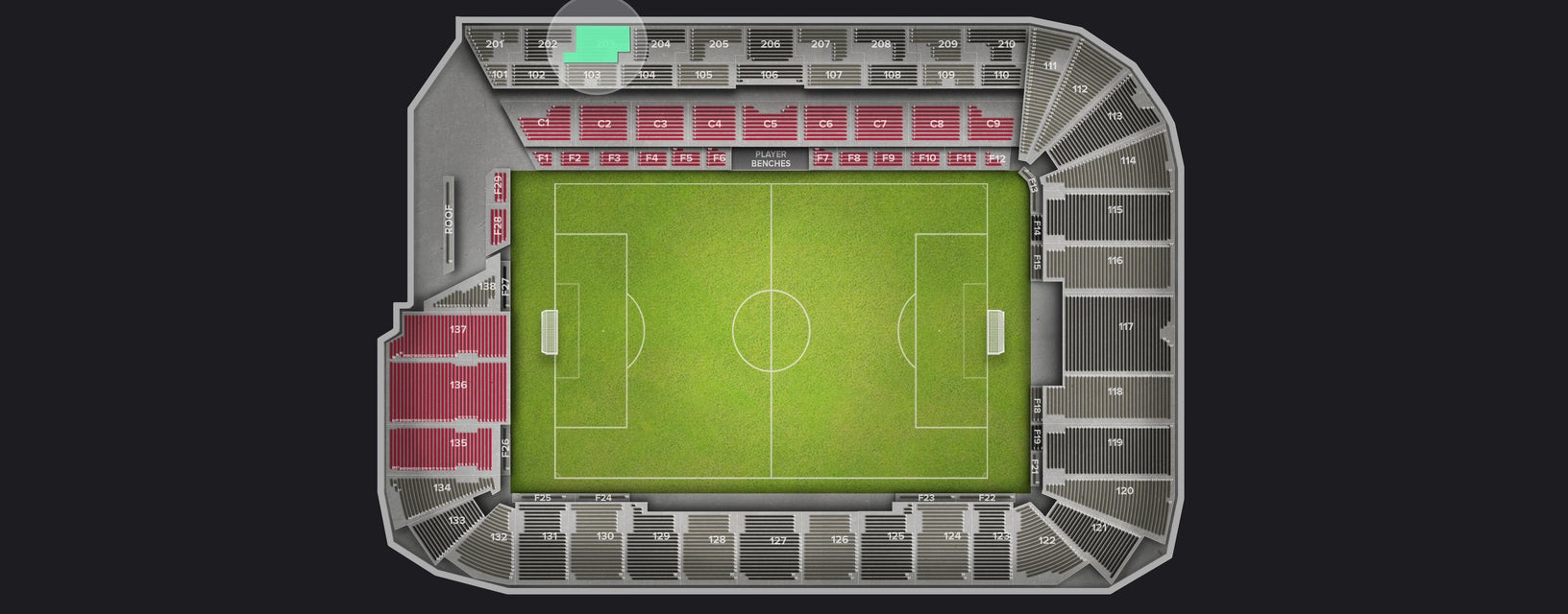 Seat view from Upper Sideline