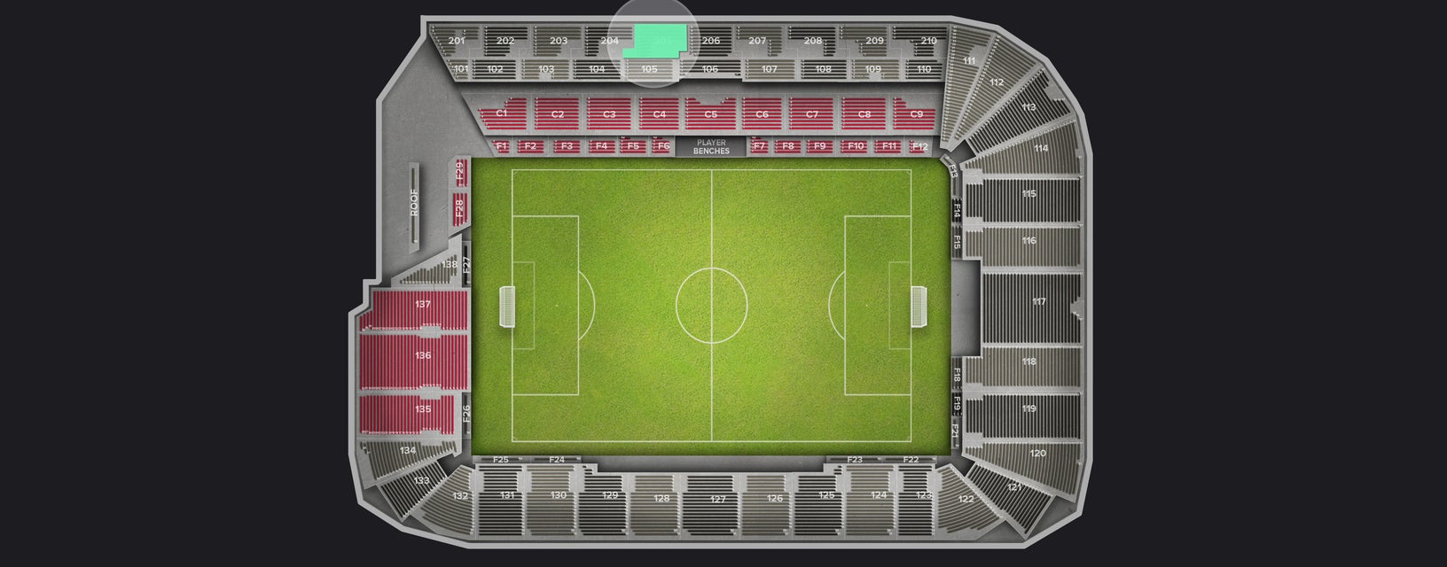 Seat view from Upper Sideline