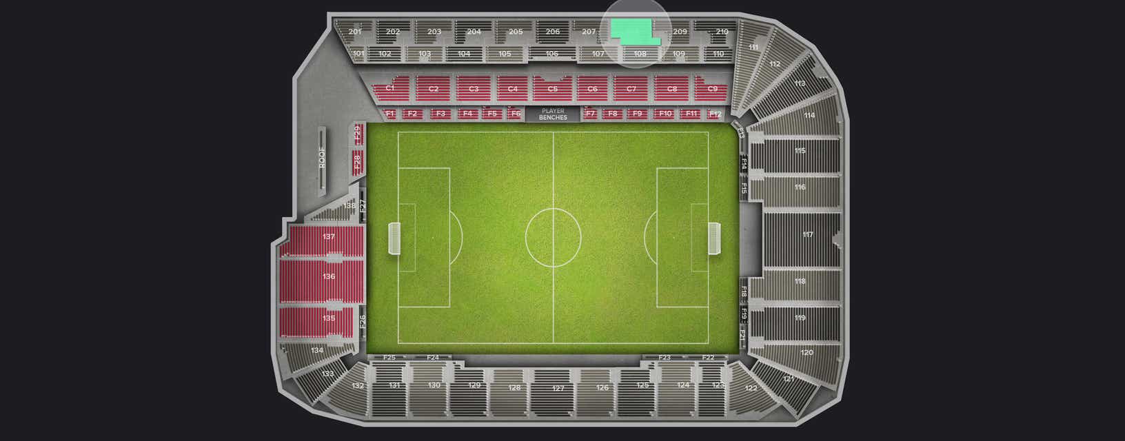 Seat view from Upper Sideline