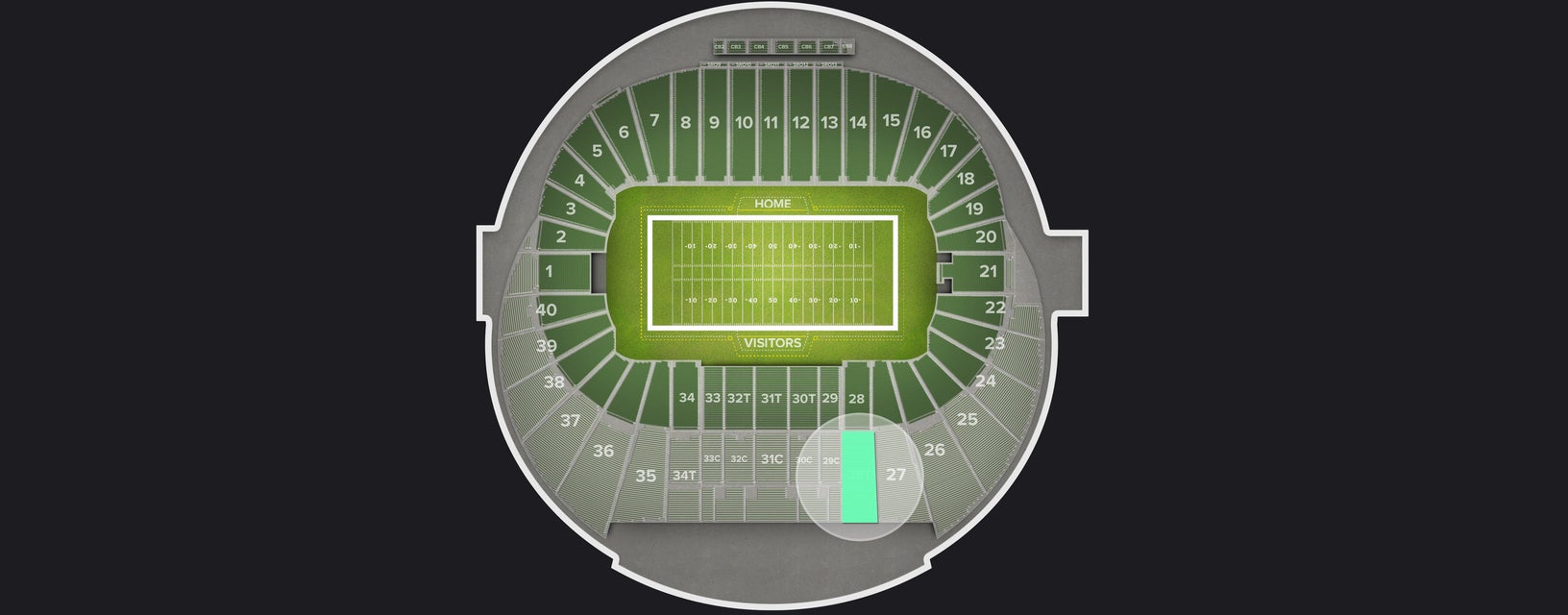 Seat view from Preferred Sideline