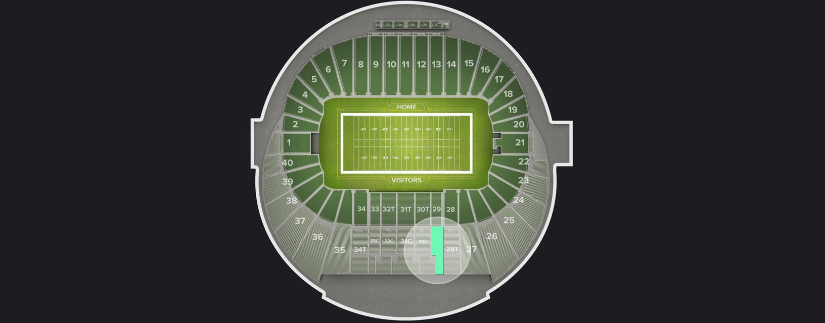 Seat view from Preferred Sideline