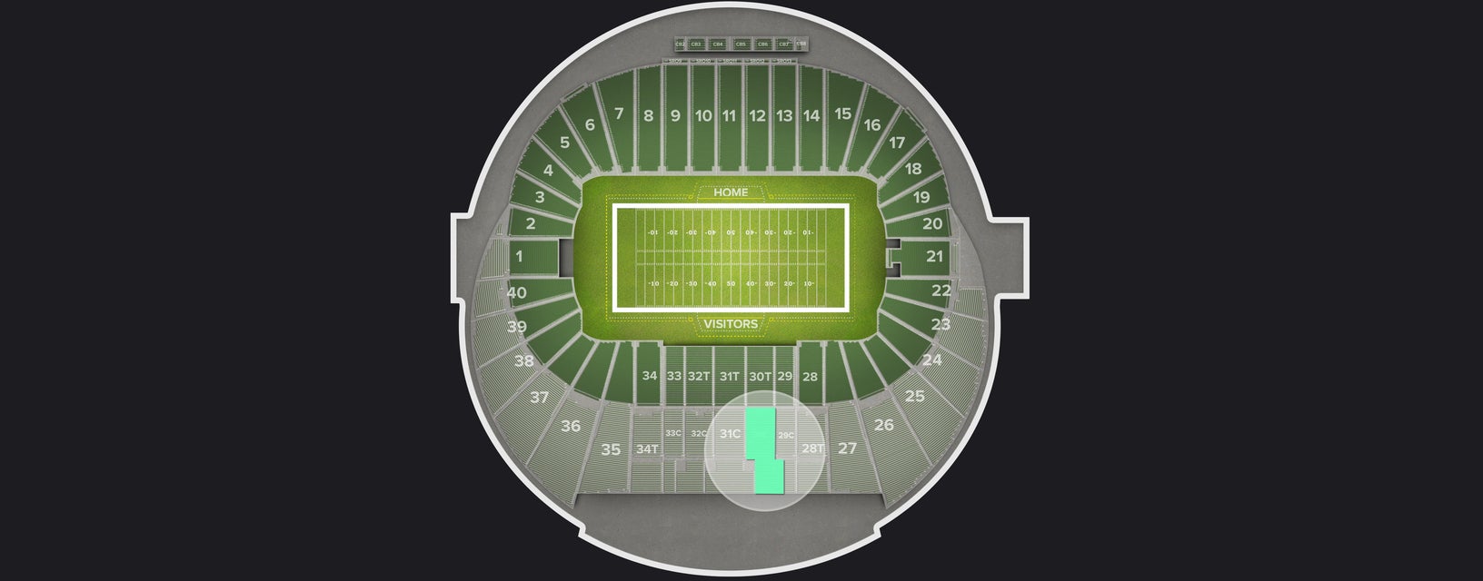 Seat view from Preferred Sideline