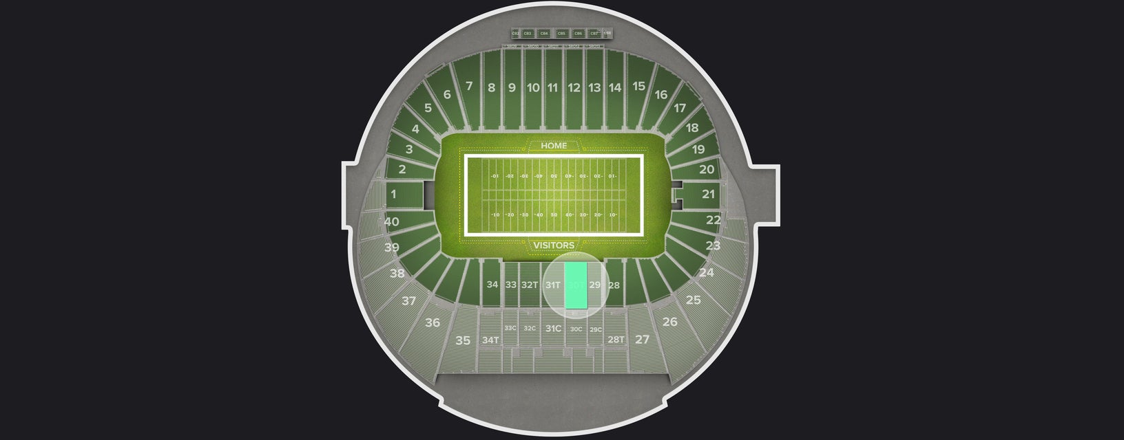 Seat view from Preferred Sideline