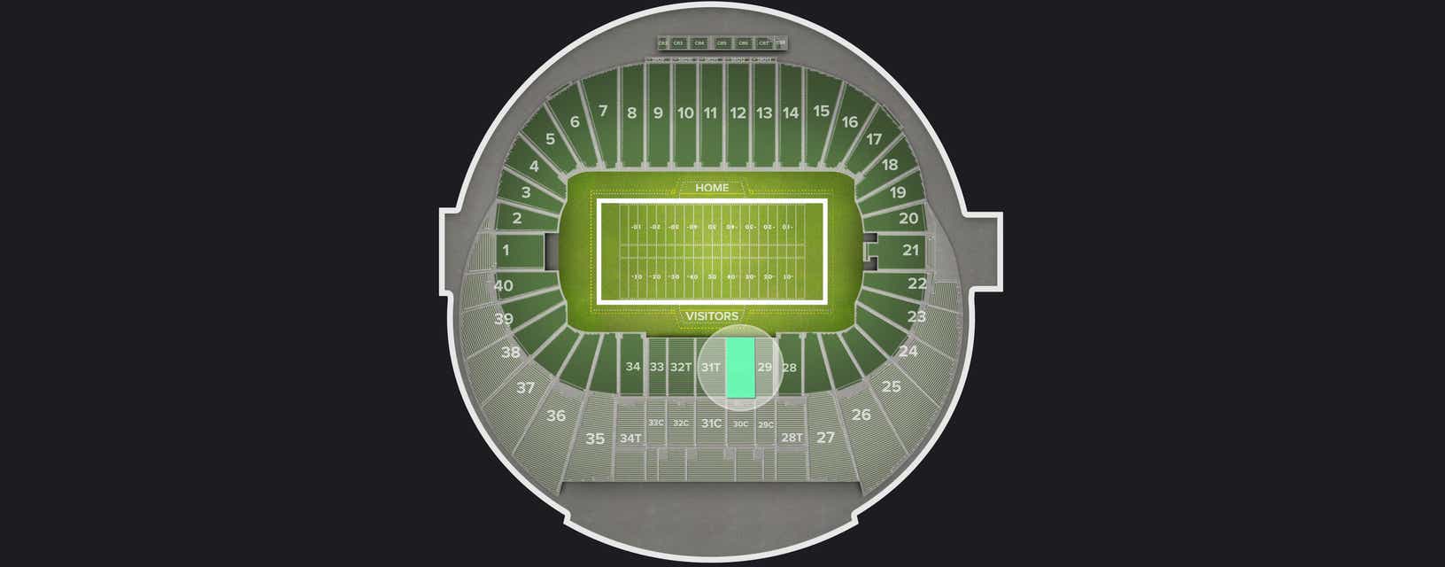 Seat view from Preferred Sideline