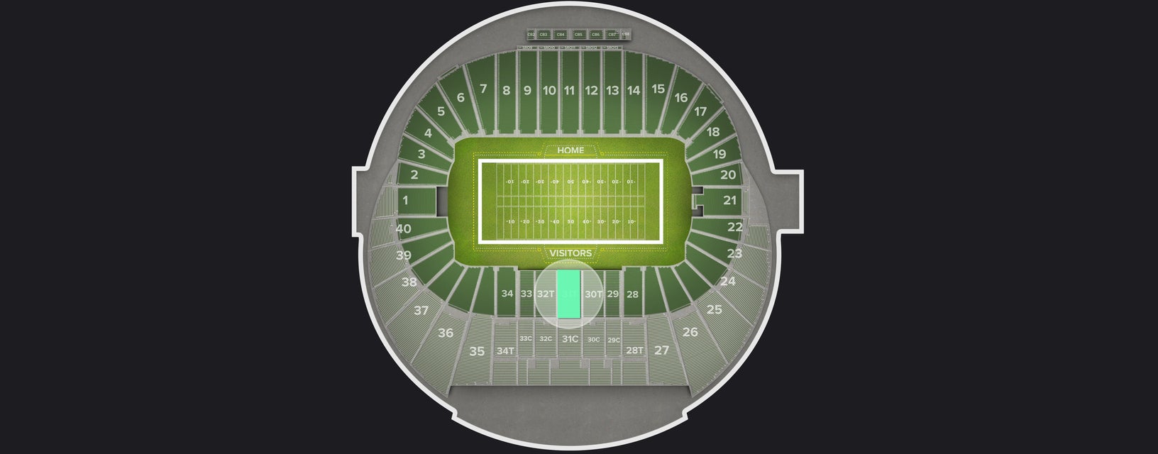 Seat view from Preferred Sideline