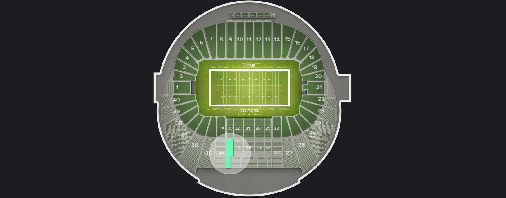 Seat view from Preferred Sideline