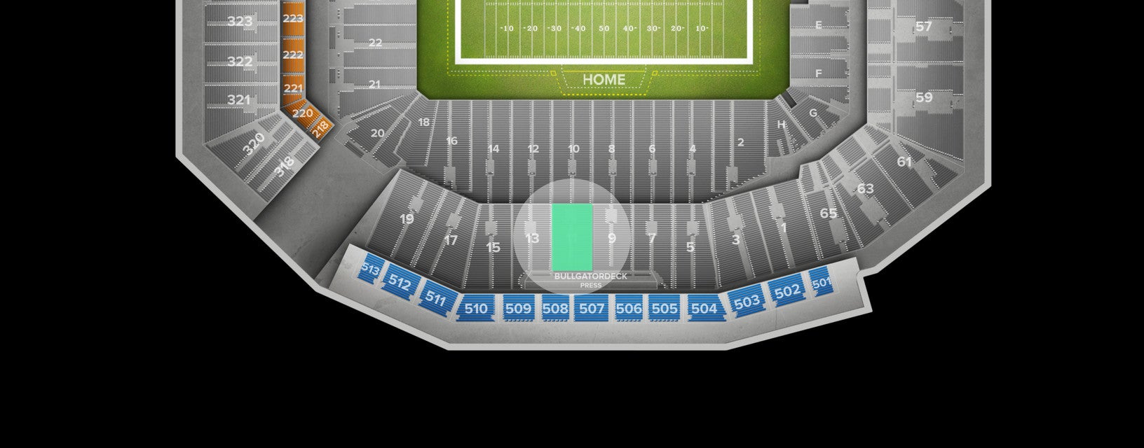 Seat view from Upper Sideline