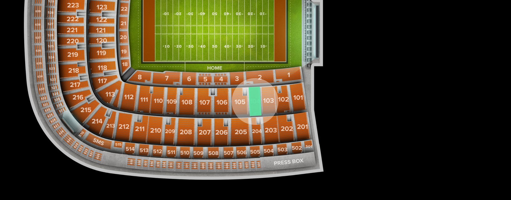 Seat view from Middle Sideline