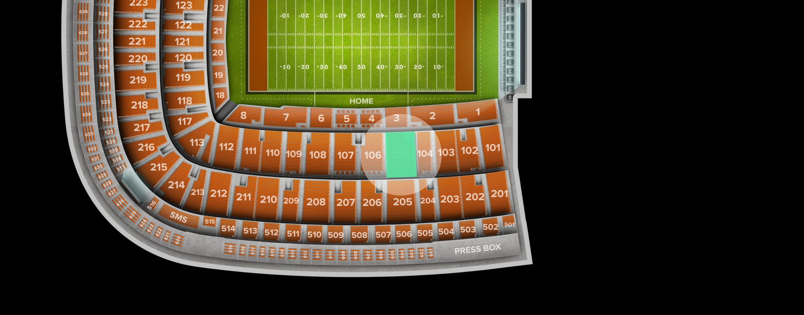 Seat view from Middle Sideline