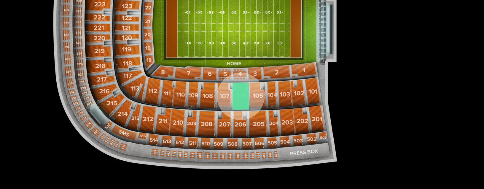 Seat view from Middle Sideline
