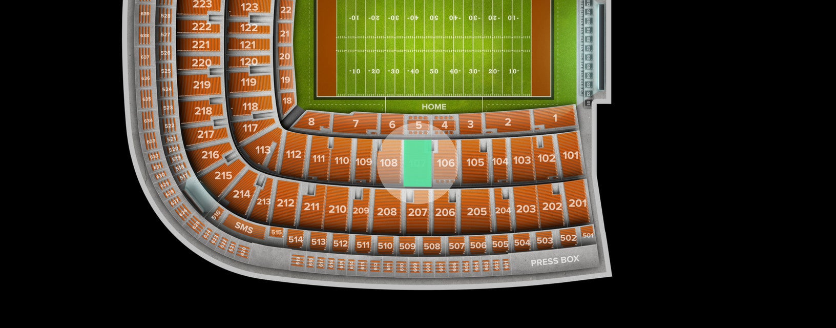 Seat view from Middle Sideline