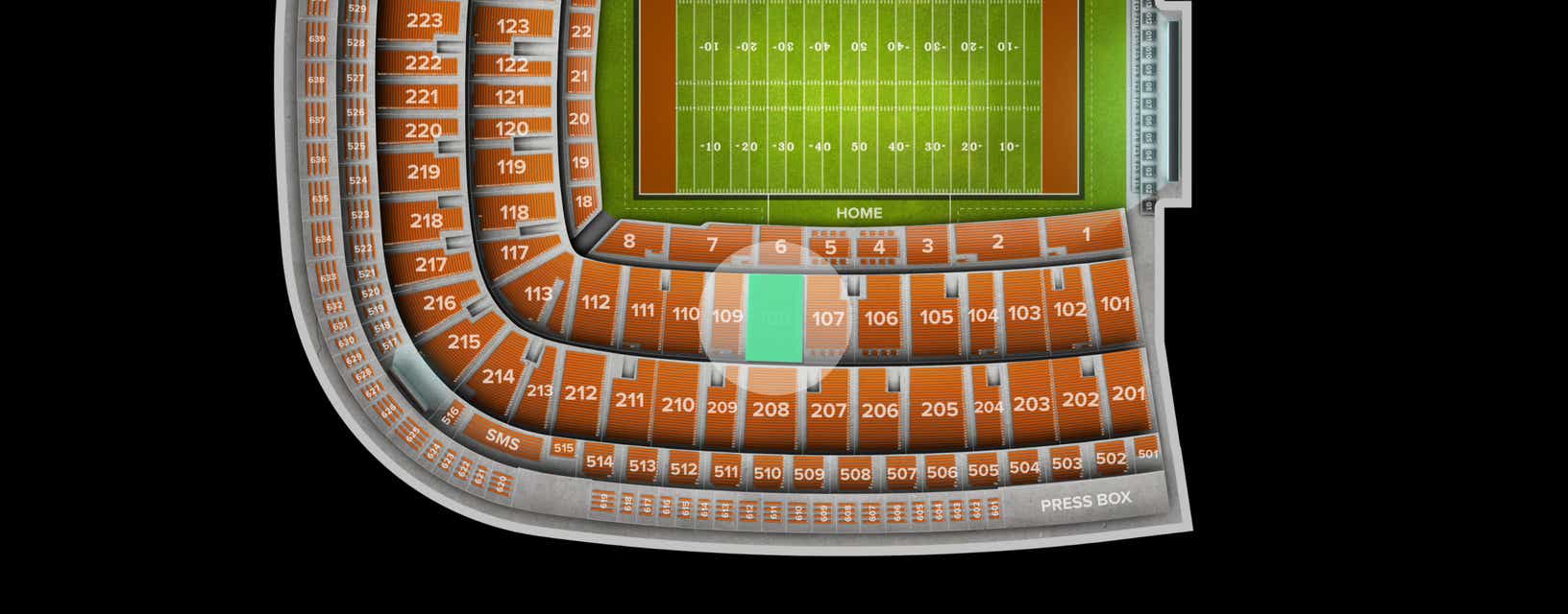 Seat view from Middle Sideline