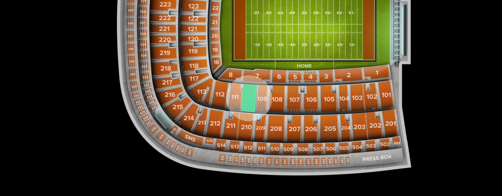 Seat view from Middle Sideline