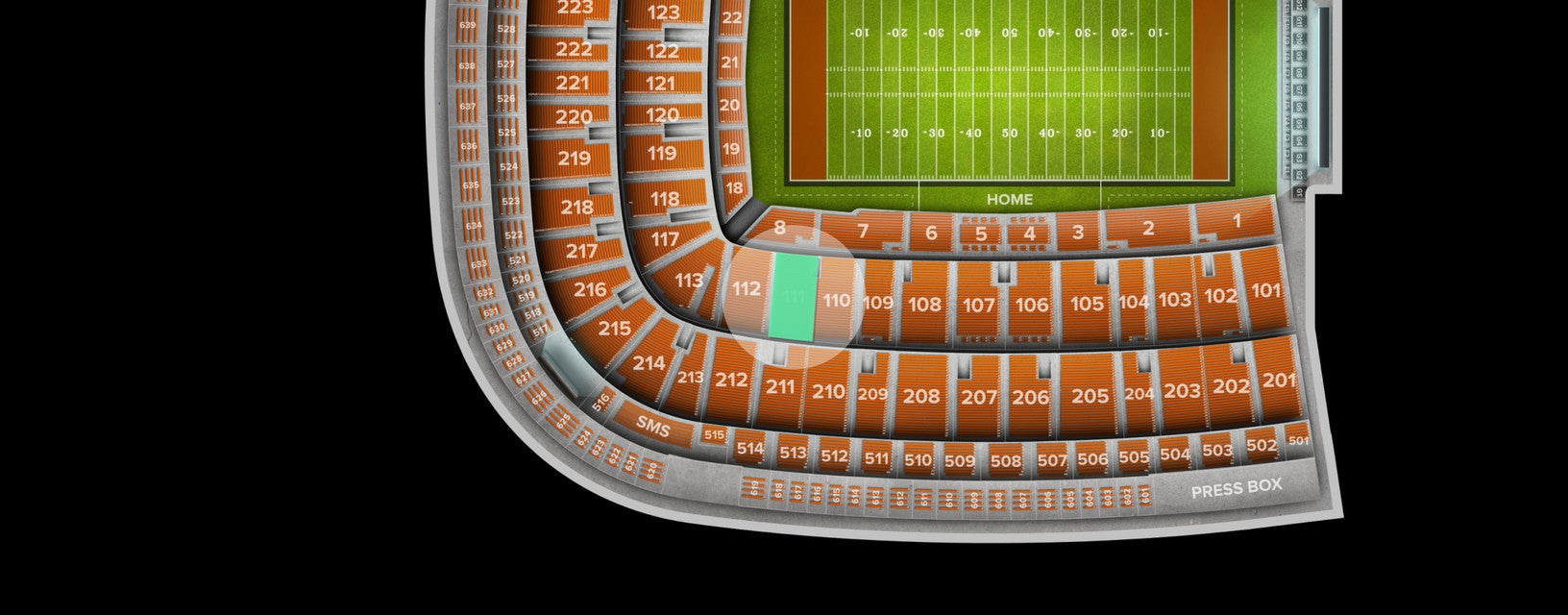 Seat view from Middle Sideline