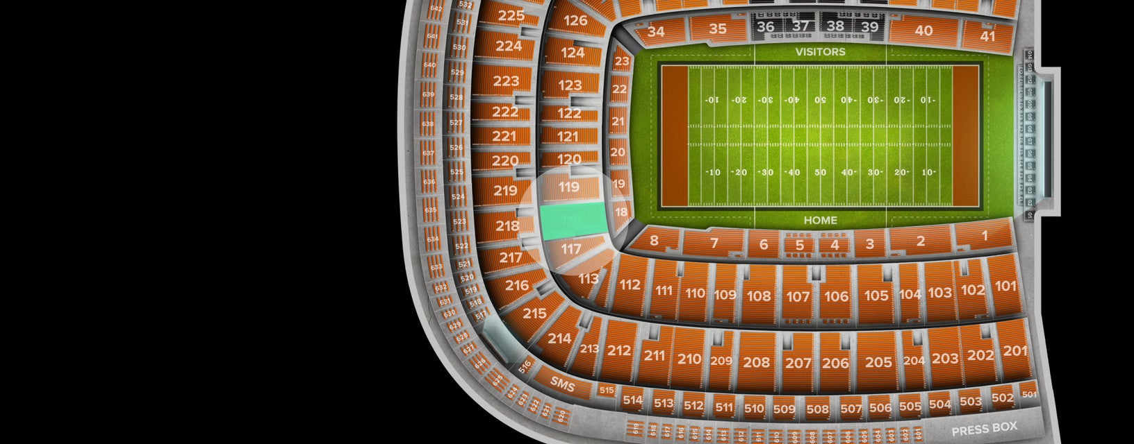 Seat view from Middle Endzone
